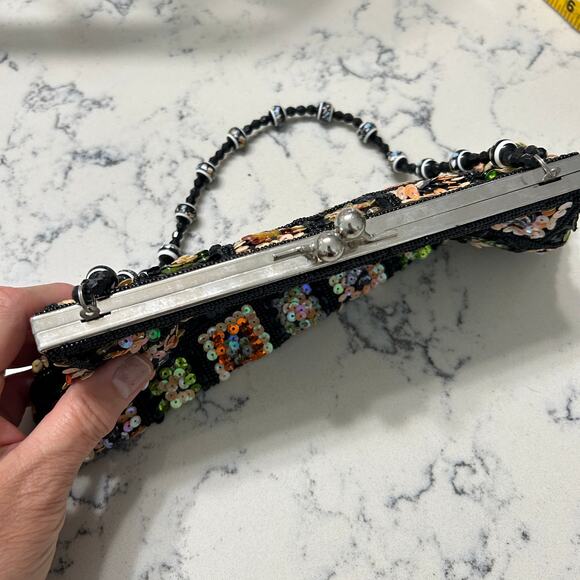 Nicole Lee Collection Beaded Sequined Clutch Granny Squares w Bead Strap - Picture 10 of 14